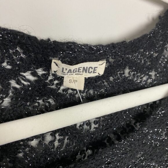 L'Agence Black Chevron Metallic Velvet Sheath Dress Wool Blend Womens 8 - Picture 4 of 12